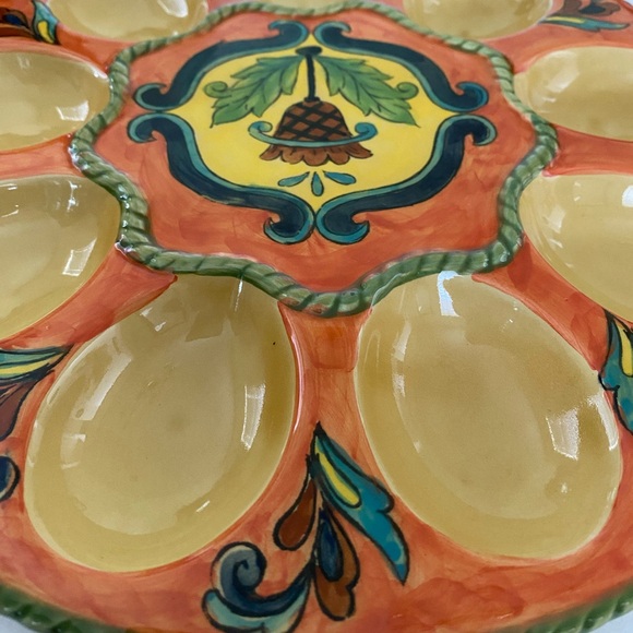 Talavera Deviled Egg Platter Hand Painted Ceramic Mexican Style 10” - Picture 2 of 8